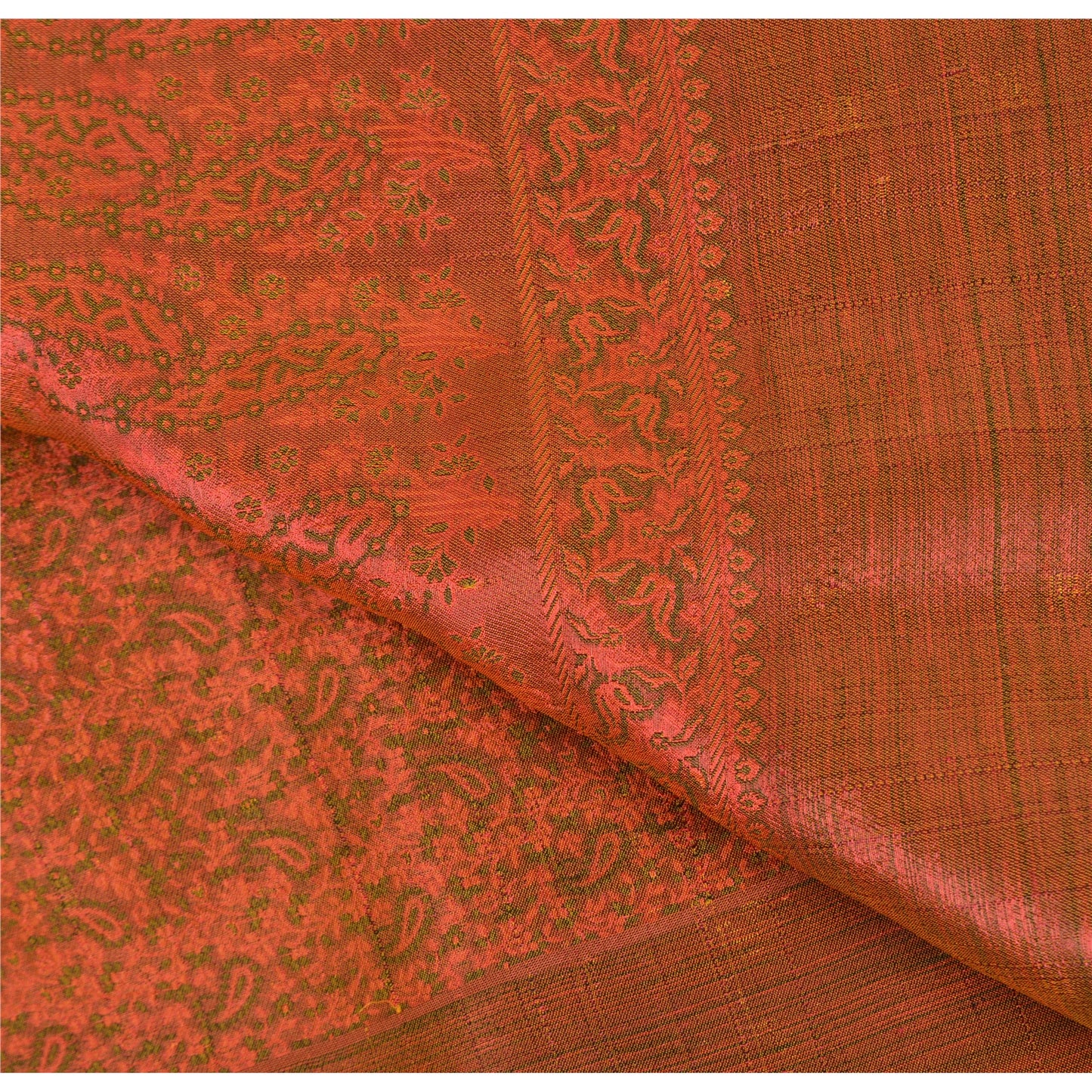Sanskriti Vintage Indian Mustard Pure Satin Silk Banarasi Hand Woven Craft Sari