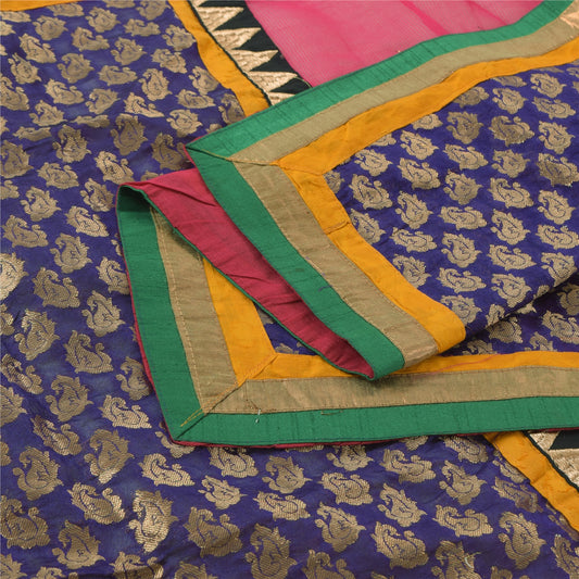 Sanskriti Vintage Pink/Purple Dupatta Long Stole Art Silk Embroidered Wrap Hijab