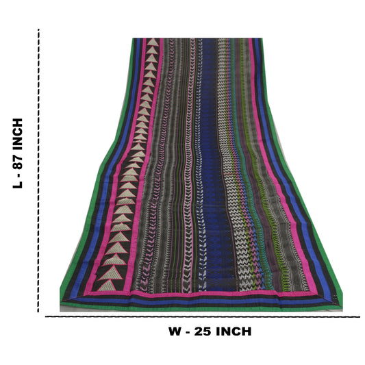 Sanskriti Vintage Dupatta Long Stole Georgette Black Embroidered Neck Scarves