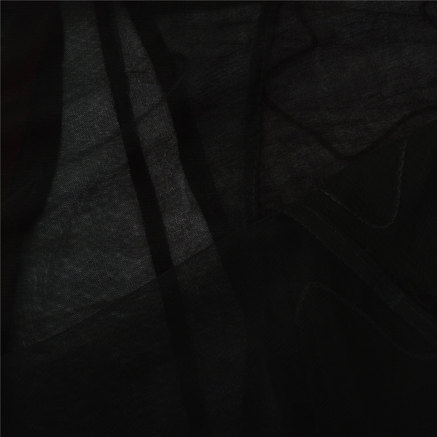 Sanskriti Vintage Dupatta Long Stole Net Mesh Black Hijab Hand Embroidered Veil