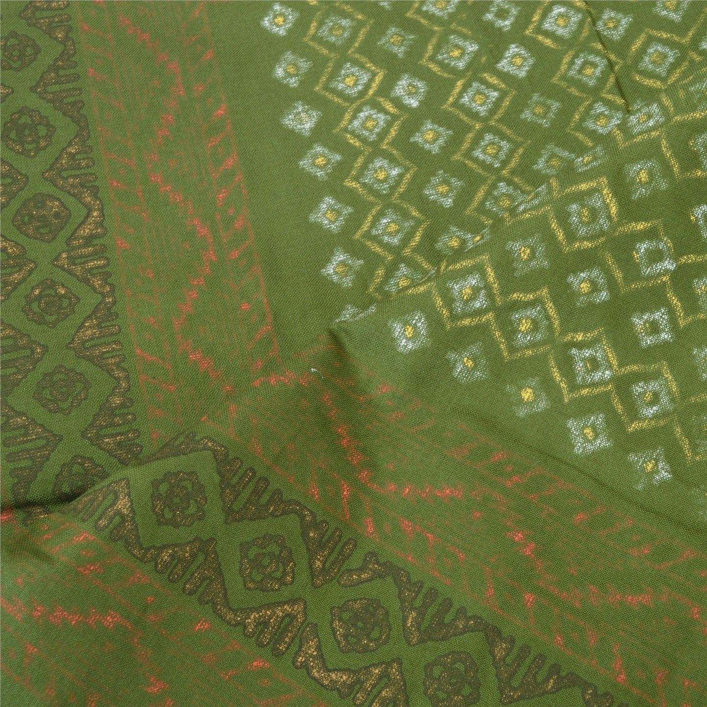 Sanskriti Vintage Indian Dupatta Long Stole Art Silk Hand Beaded Printed Scarves