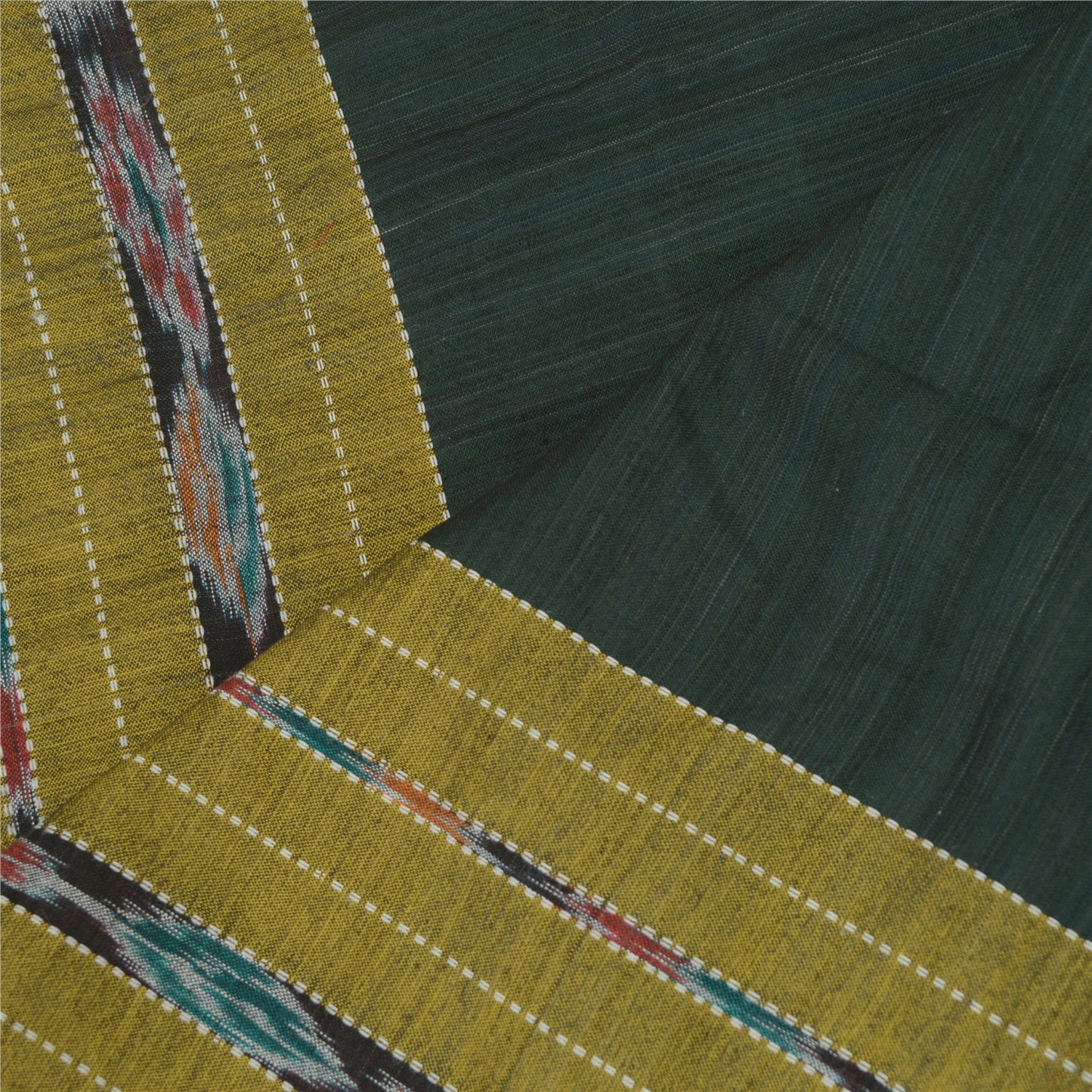Sanskriti Vintage Dupatta Long Stole Pure Cotton Green Woven Sambalpuri Ikat