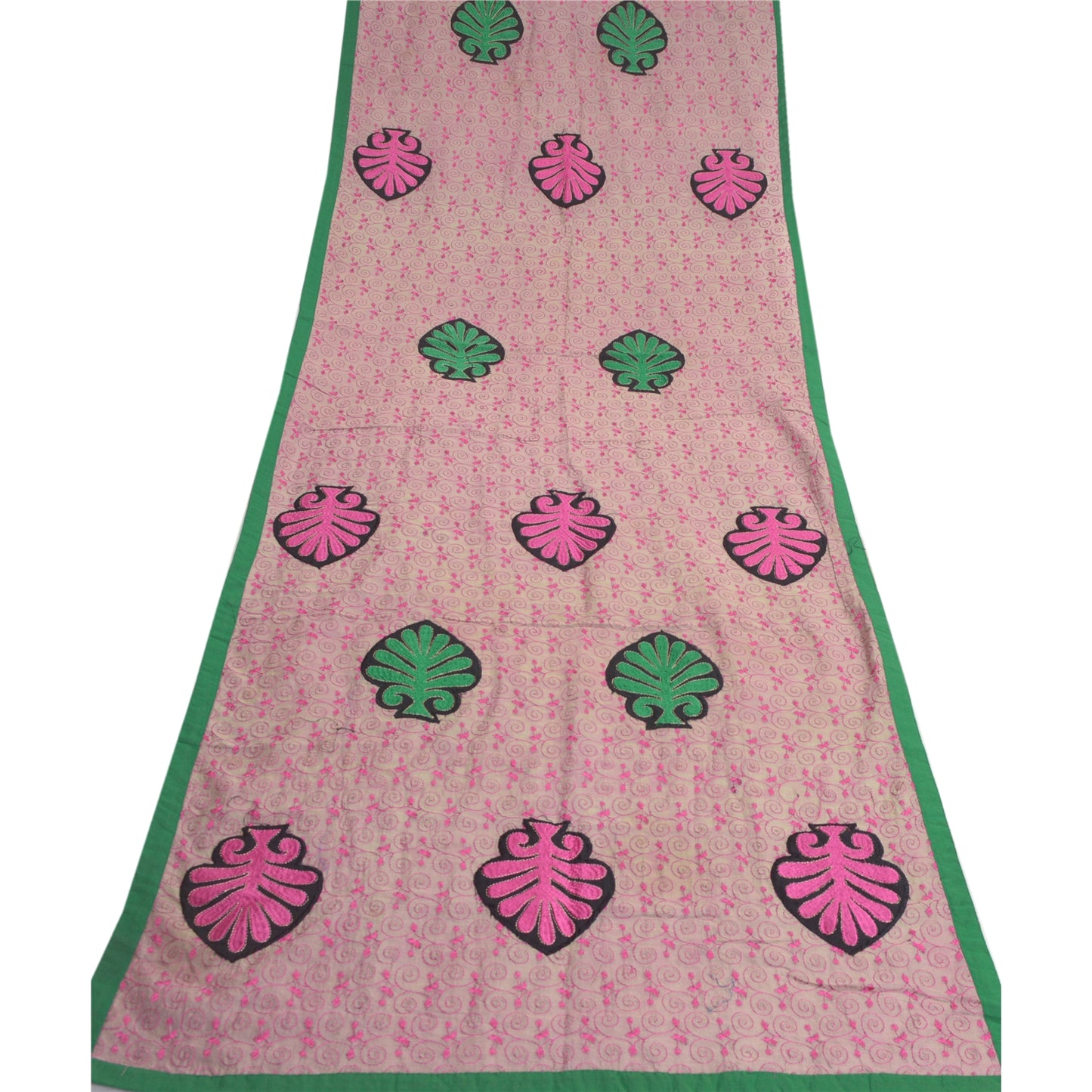 Sanskriti Vintage Dupatta Long Stole Blend Cotton Brown Hijab Embroidered Veil