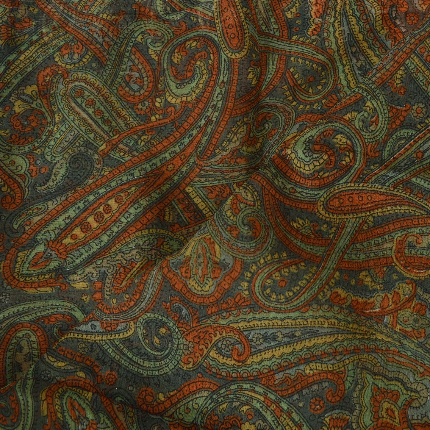 Sanskriti Vintage Dupatta Long Stole Georgette Grey Scarves Embroidered Hijab