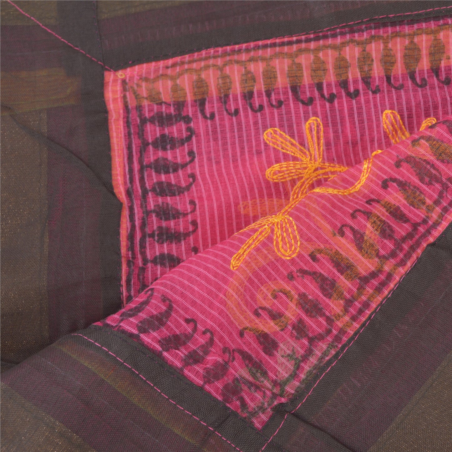 Sanskriti Vintage Pink Dupatta Long Stole Art Silk Hand Embroidered Ari Scarves