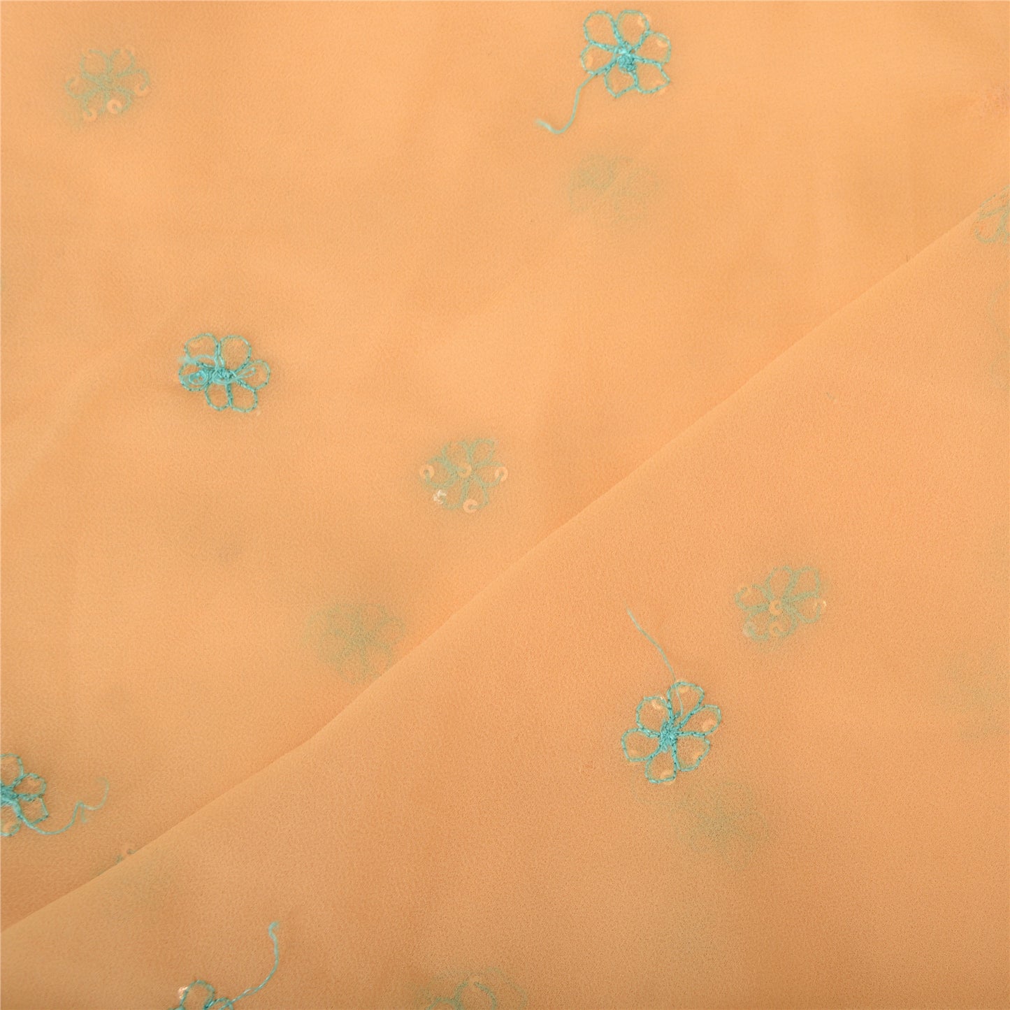 Sanskriti Vintage Dupatta Long Stole Georgette Peach Zari Hand Beaded Veil Scarf