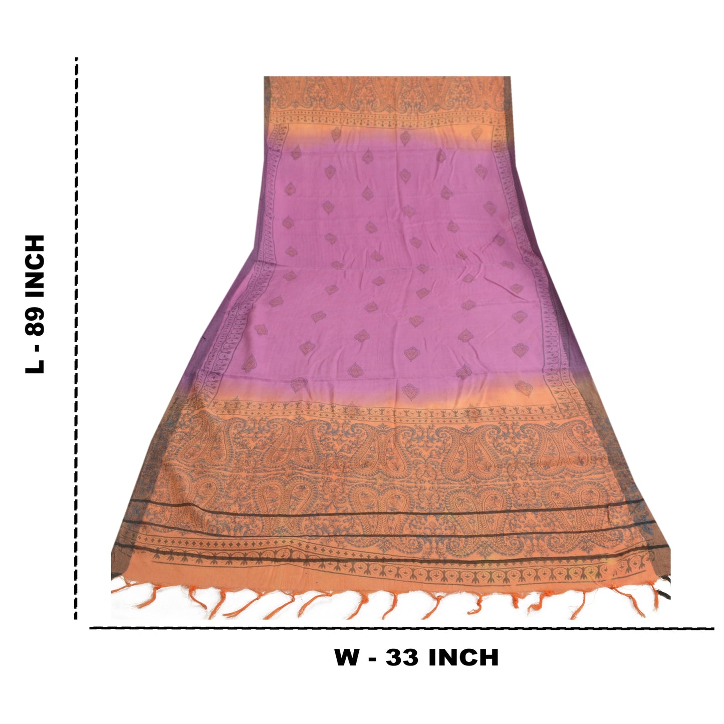 Sanskriti Vintage Dupatta Long Stole Woolen Purple Hijab Printed Shawl Scarves