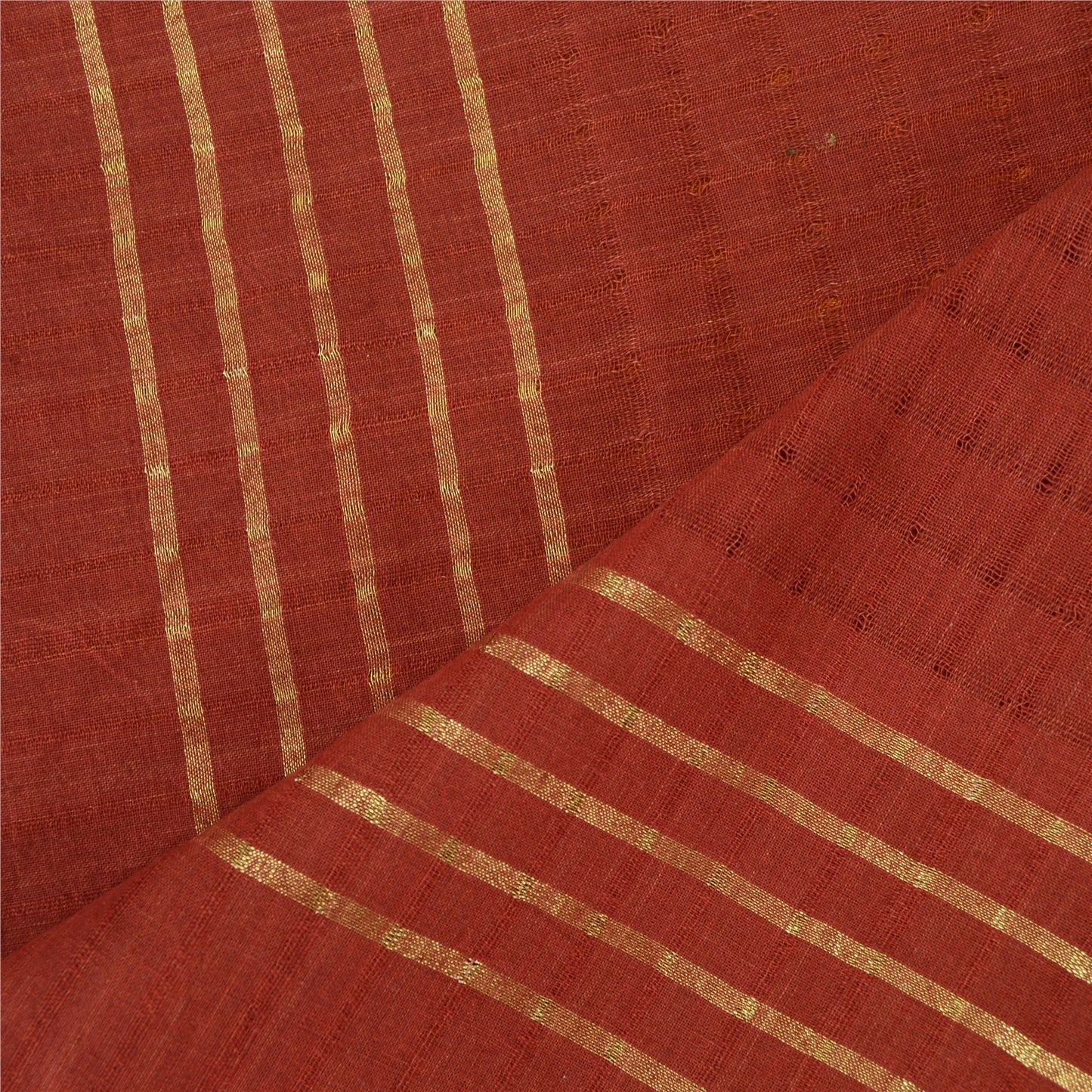 Sanskriti Vintage Dupatta Long Stole Pure Cotton Red/Saffron Veil Woven Shawl