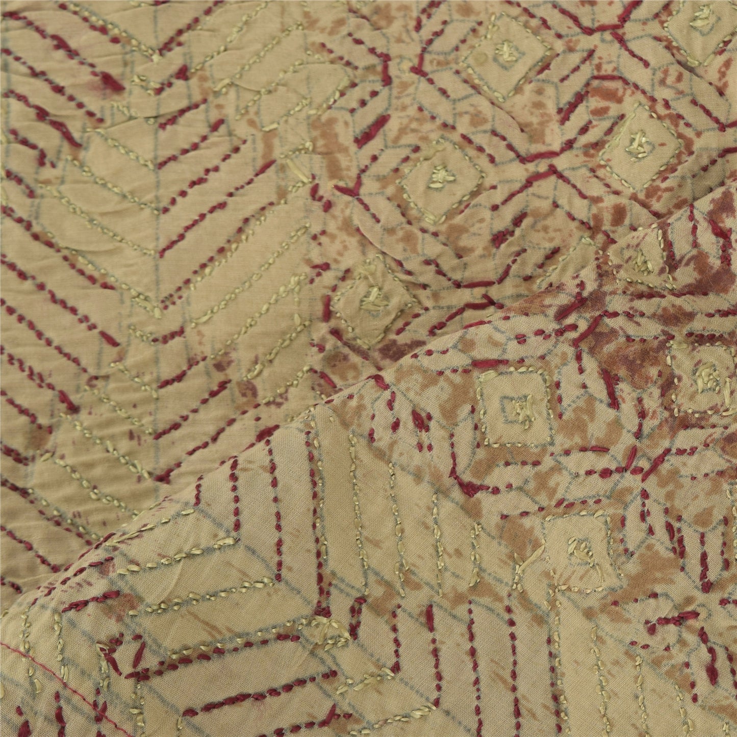 Sanskriti Vintage Dupatta Long Stole Pure Cotton Embroidery Bagh Phulkari Hijab