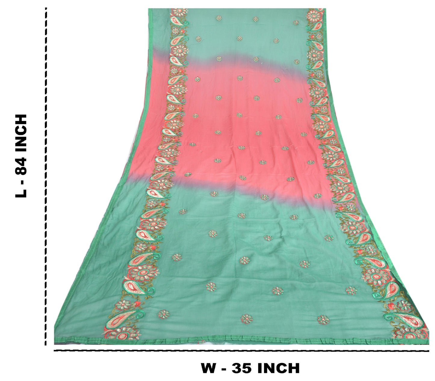 Sanskriti Vintage Dupatta Long Stole Cotton Brown Veil Hand Beaded Woven Scarves