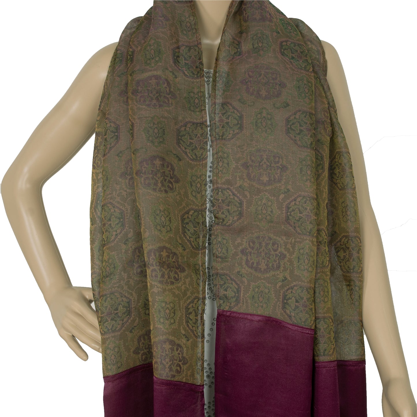 Sanskriti Vintage Dupatta Lang Stola Bomuld Lilla Håndbroderet Vævet Sjal