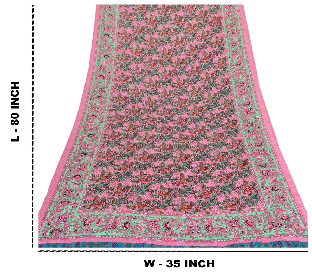 Sanskriti Vintage Digital Print Floral Cotton Dupatta Long Stole Pink Veil Wrap