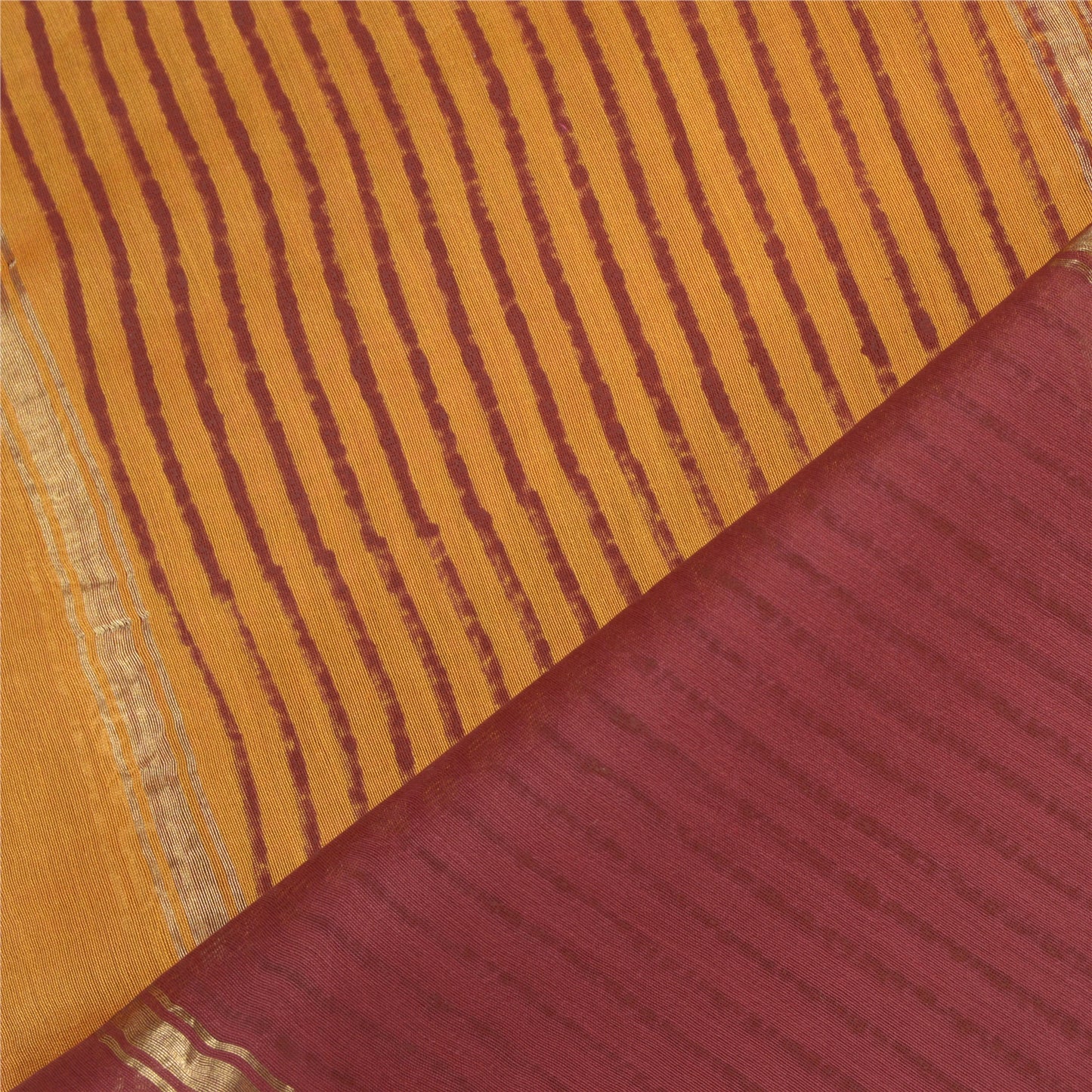Sanskriti Vintage Dupatta Long Stole Cotton Silk Orange/Dark Red Woven Printed