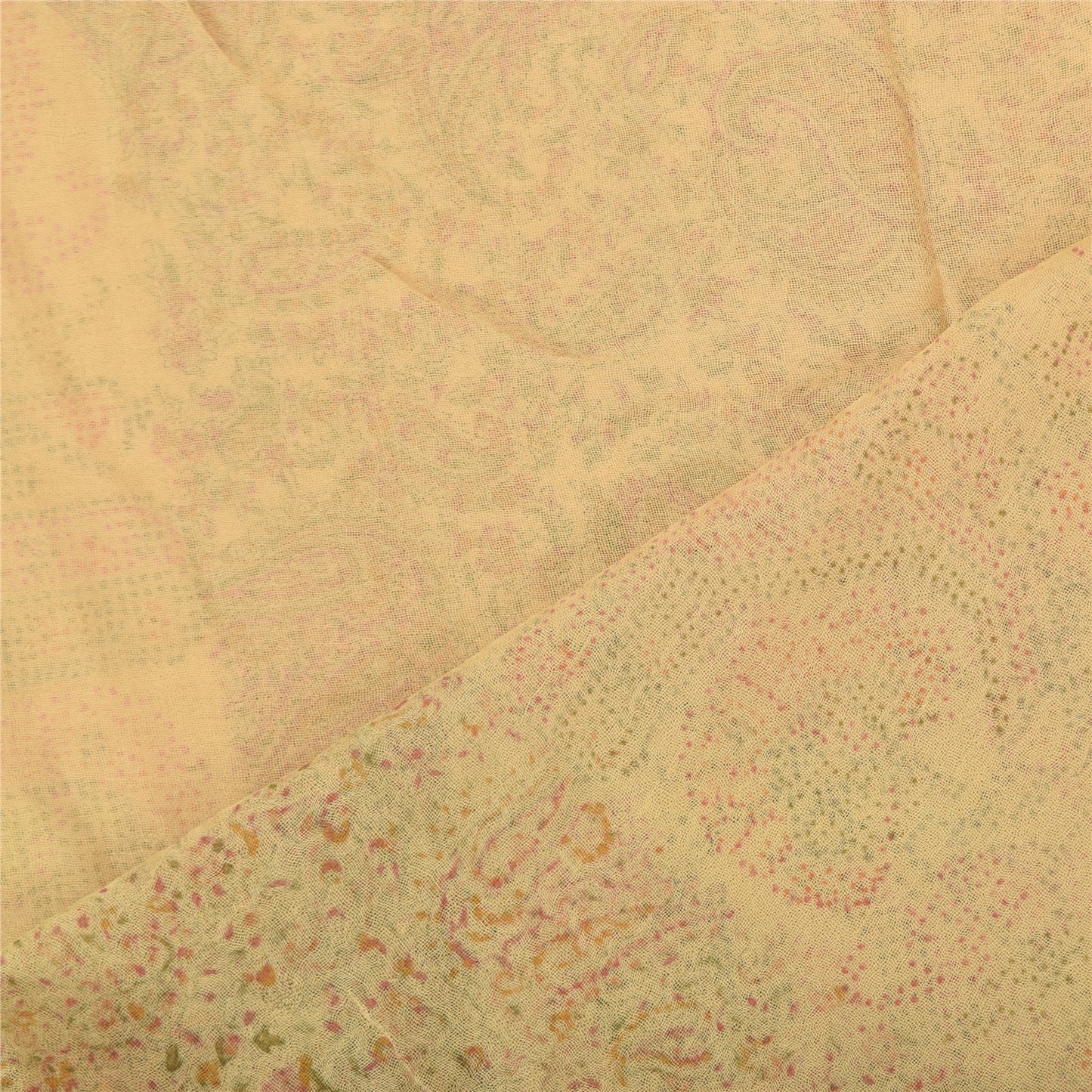 Sanskriti Dupatta Indian Cream Long Stole Pure Cotton Printed Premium Wrap Veil