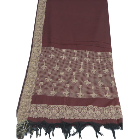 Sanskriti Vintage Dupatta Long Stole Art Silk Dark Red Woven Scarves Shawl Veil