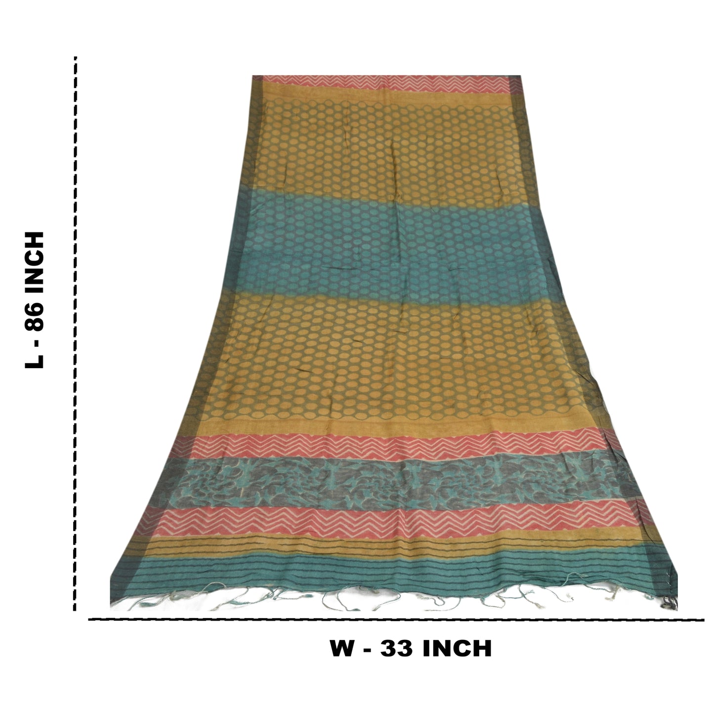 Sanskriti Vintage Dupatta Long Stole Pure Woolen Shawl Green Printed Scarves