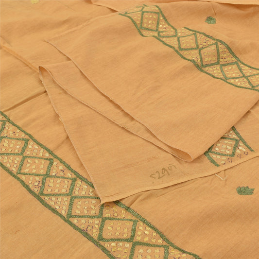 Sanskriti Vintage Dupatta Long Stole Indian Pure Khadi Cotton Hand Embroidered