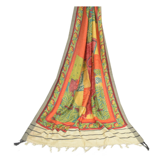 Sanskriti Vintage Dupatta Long Stole Pure Woolen Shawl Printed Multicolor Hijab