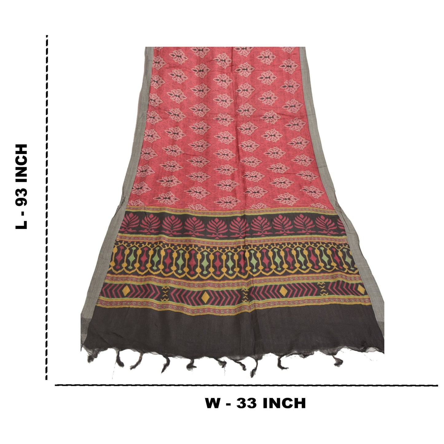 Sanskriti Vintage Dupatta Long Stole Pure Woolen Dark Red Shawl Printed Work