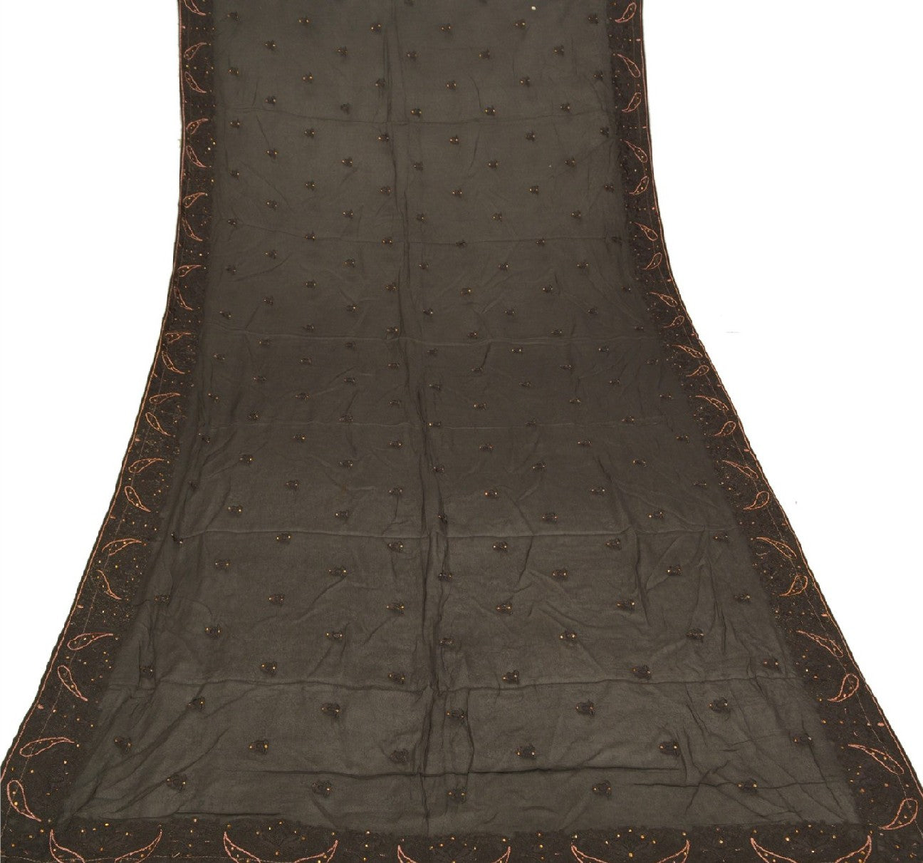 Sanskriti Vintage Dupatta Long Stole Georgette Black Scarves Embroidered Hijab