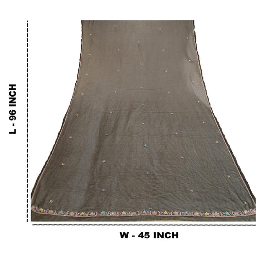 Sanskriti Vintage Dupatta Long Stole Georgette Black Hand Beaded Wrap Scarves