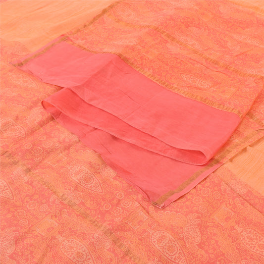 Sanskriti Vintage Peach Dupatta Long Stole Pure Cotton Printed Premium Wrap Veil