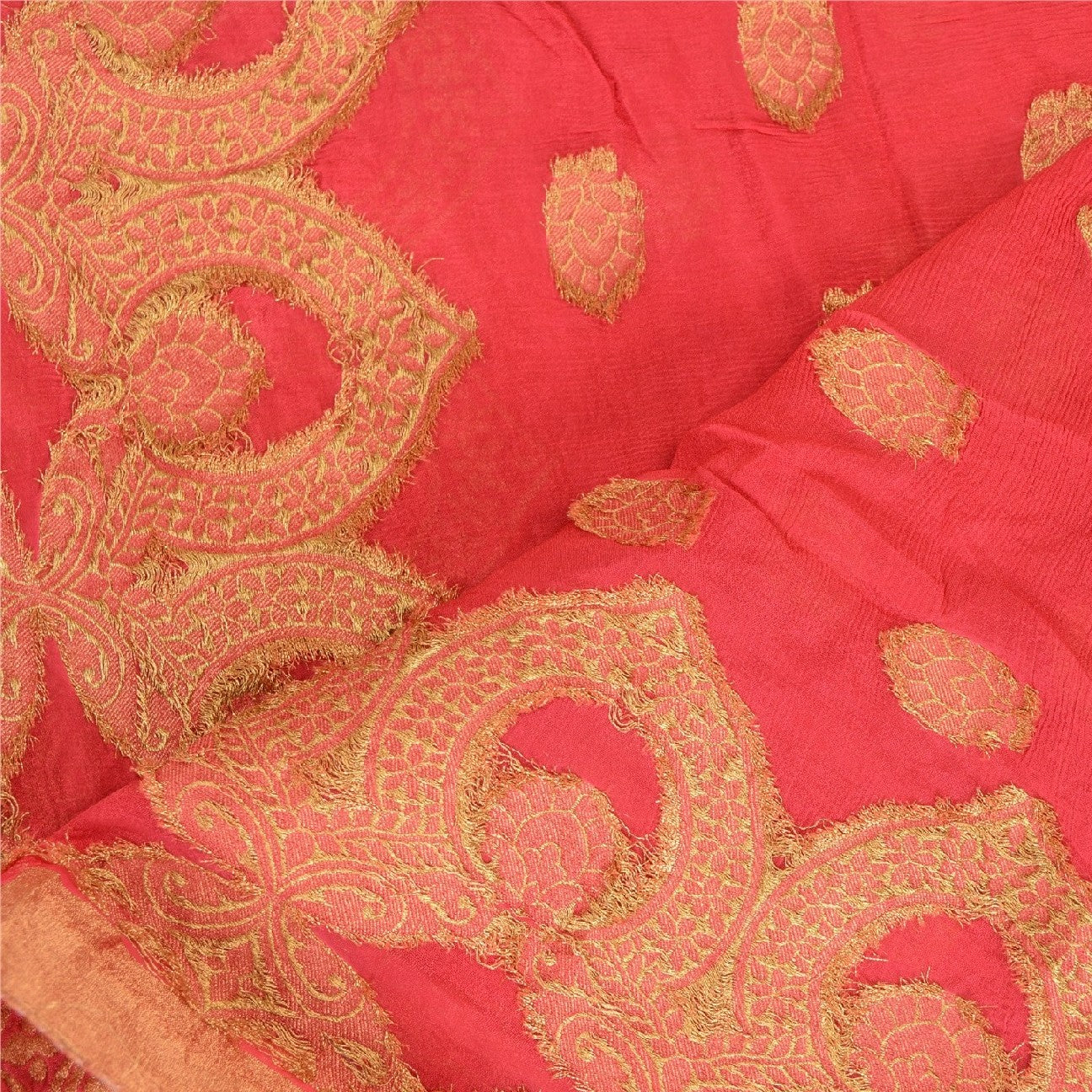 Sanskriti Vintage Dupatta Long Stole Blend Silk Pink Woven Brocade Wrap Scarves