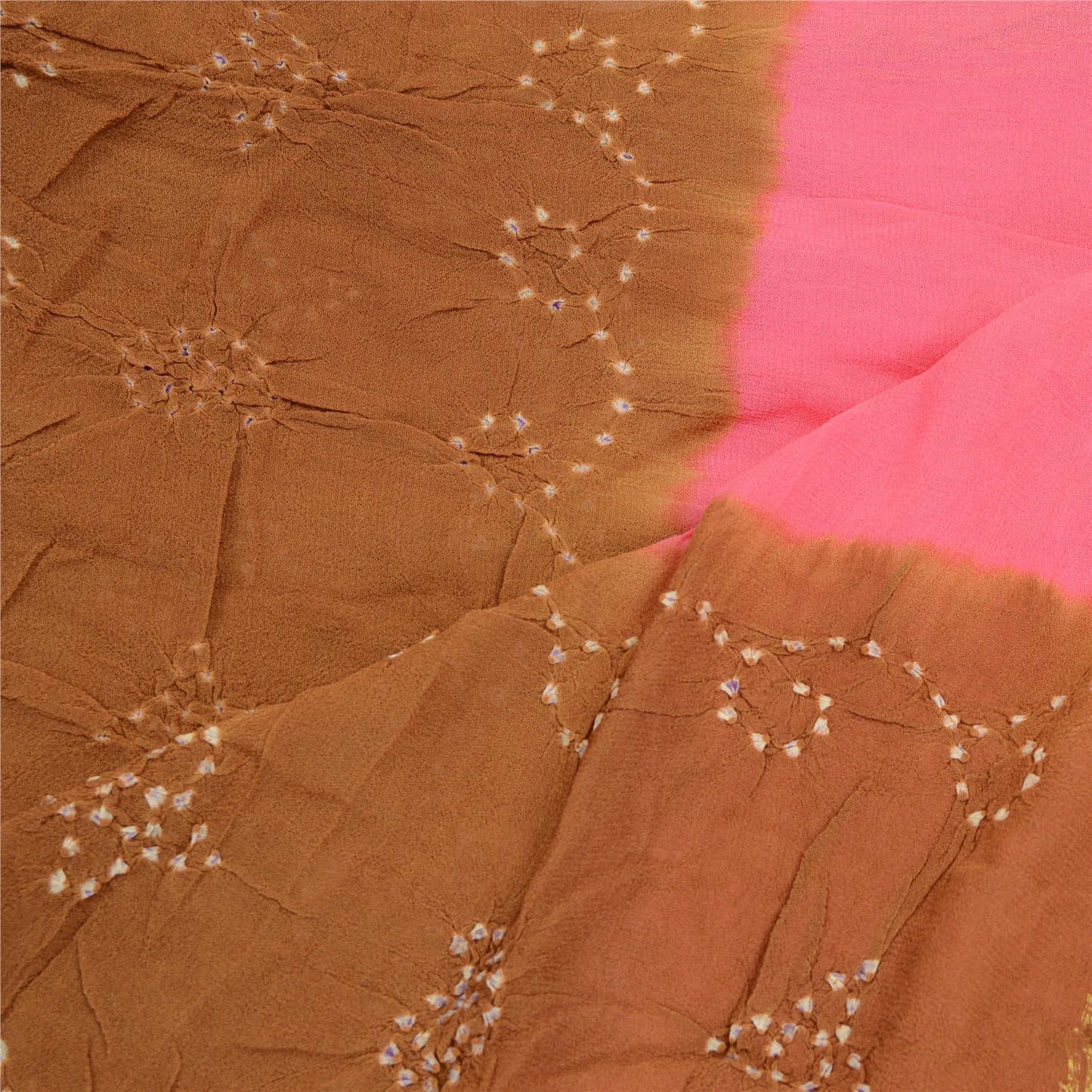 Sanskriti Vintage Pink Long Dupatta Stole Pure Georgette Bandhani Woven Scarves