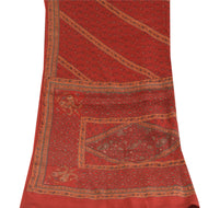 Sanskriti Vintage Dark Red Long Dupatta/Stole Pure Crepe Silk Printed Hijab
