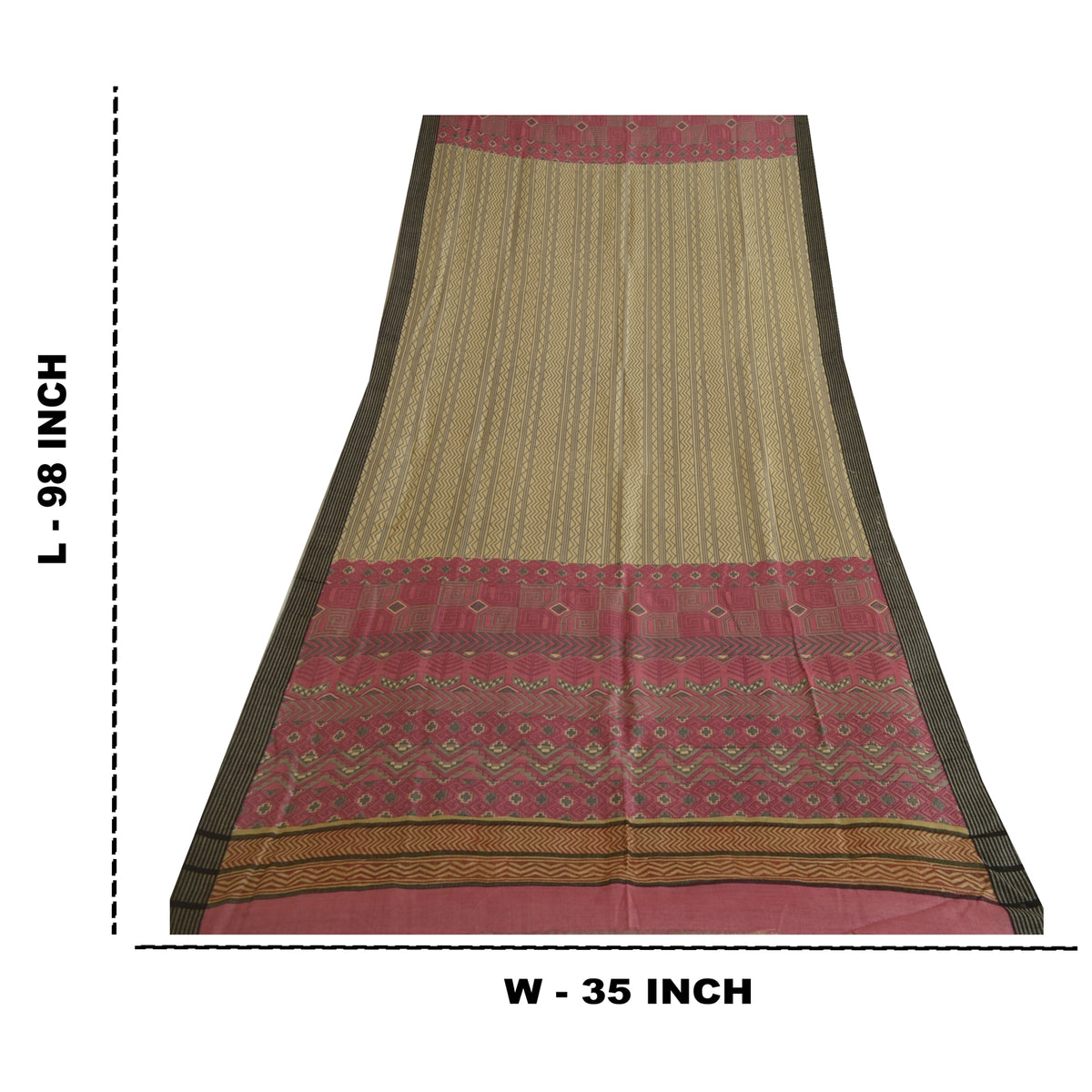 Sanskriti Vintage Geometric Printed Pure Woolen Dupatta Stole Pink-Ivory Veil