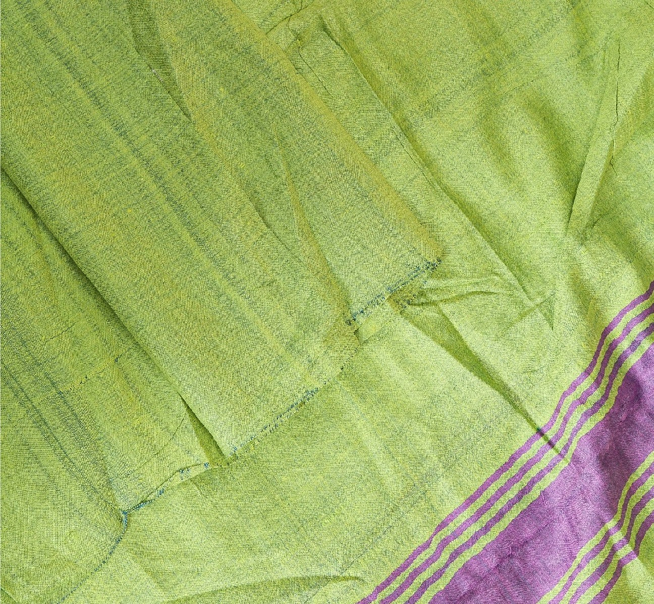 Sanskriti Vintage Long Dupatta Stole Pure Silk Green Hijab Woven Wrap Scarves