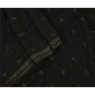 Sanskriti Vintage Dupatta Long Stole Pure Silk Black Hand Embroidered Zari Veil