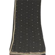 Sanskriti Vintage Dupatta Long Stole Pure Georgette Silk Black Hand Beaded Veil