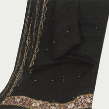 Load image into Gallery viewer, Sanskriti Vintage Dupatta Long Stole Pure Chiffon Silk Black Hand Beaded Veil
