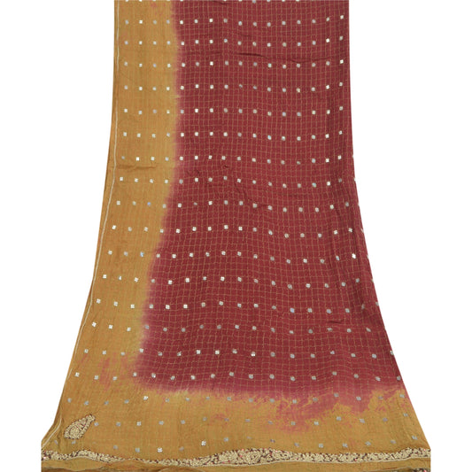 Sanskriti Vintage Lang Dupatta Stola Ren Silke Grøn Zari Vævet Tørklæde Slør Hijab