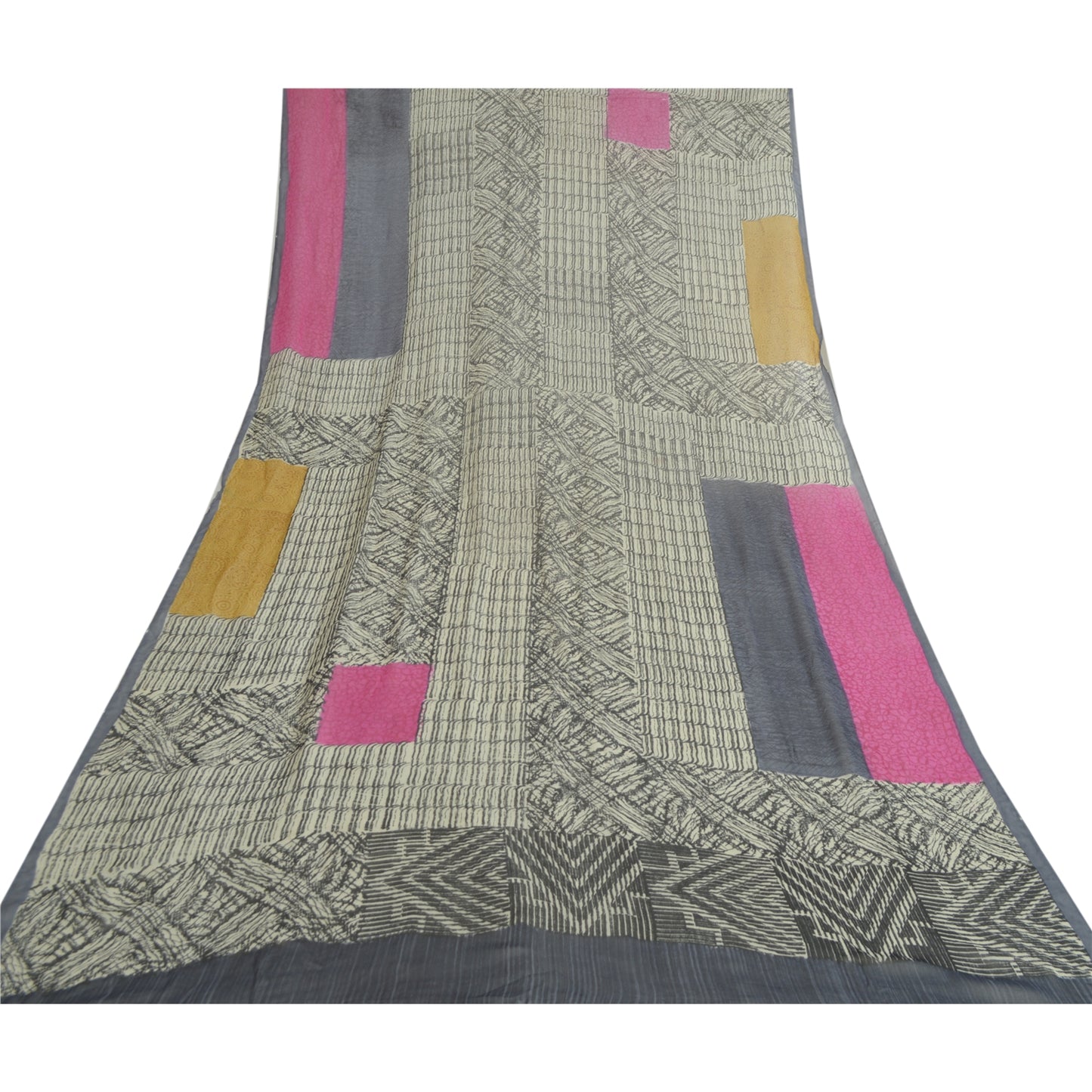 Sanskriti Vintage Lang Dupatta Stola Ren Georgette Silke Grå Trykt Slør Hijab