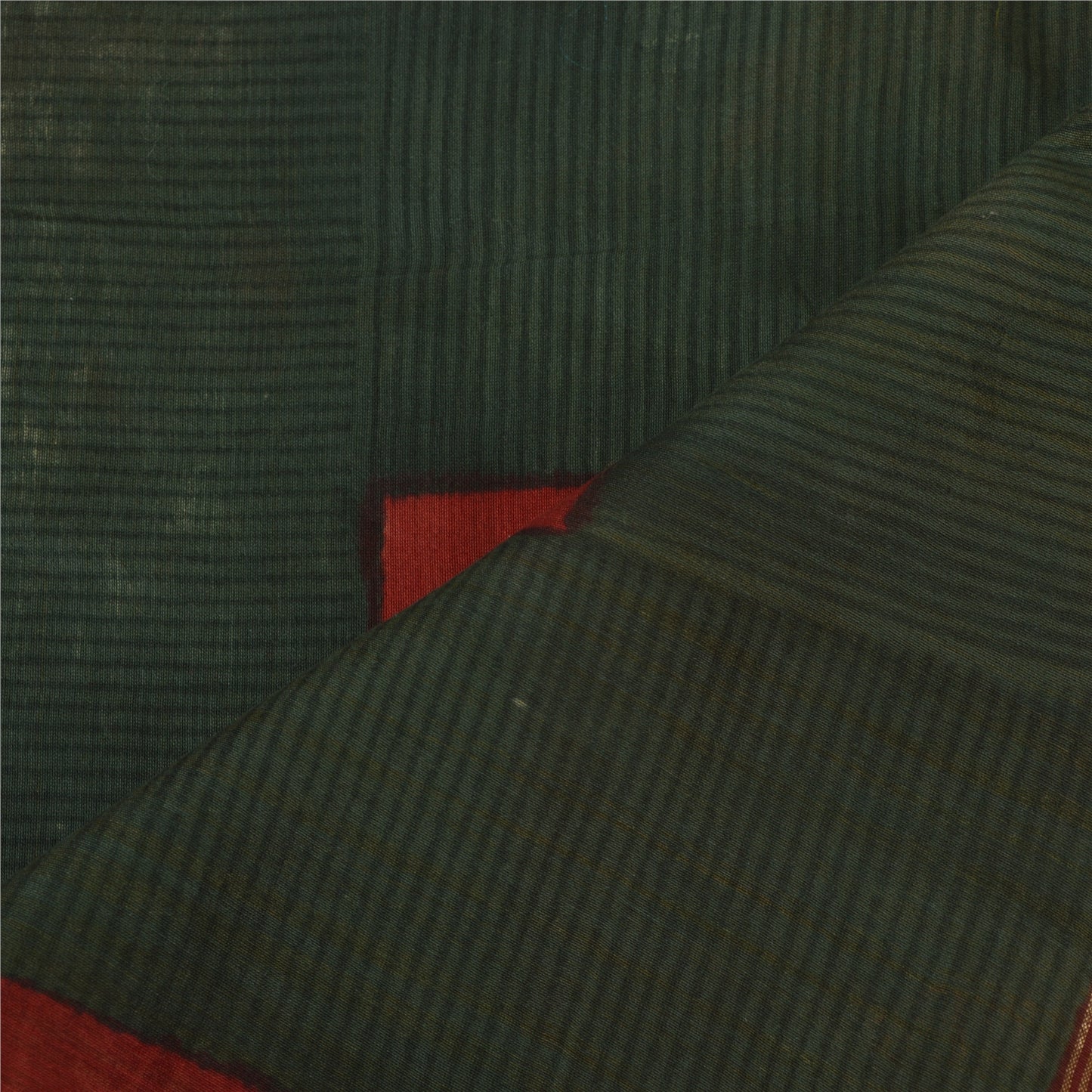 Sanskriti Vintage Long Dupatta Stole Pure Silk Red/Green Solid/Print Veil Hijab