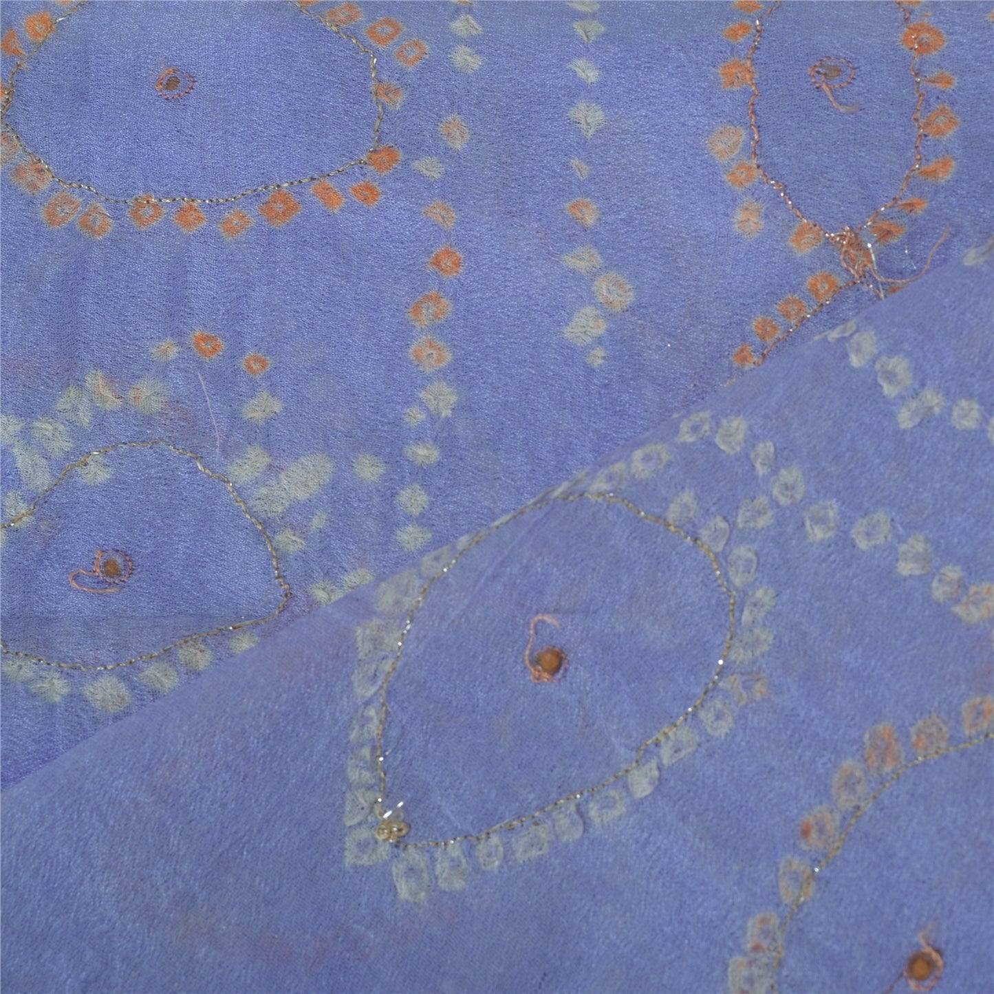 Sanskriti Vintage Long Dupatta Green & Blue Bandhani Pure Silk Hand Bead Veil
