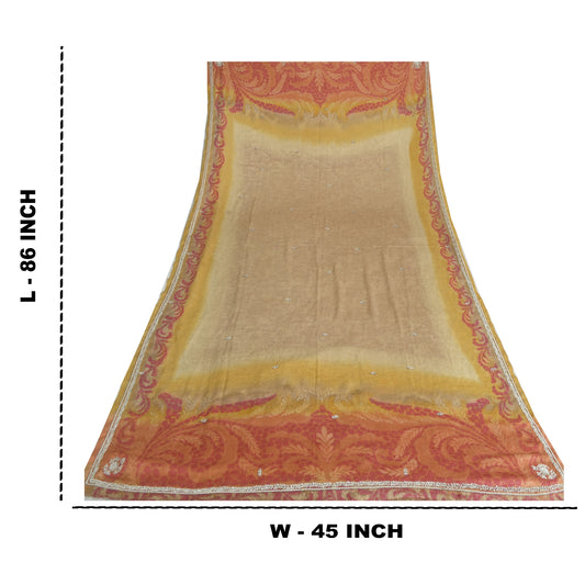 Sanskriti Vintage Long Multi Dupatta Hand Embroidery Zardozi Artificial Silk Veil Design- Dresses, Kaftans, Skirts, Blouses DIY Projects