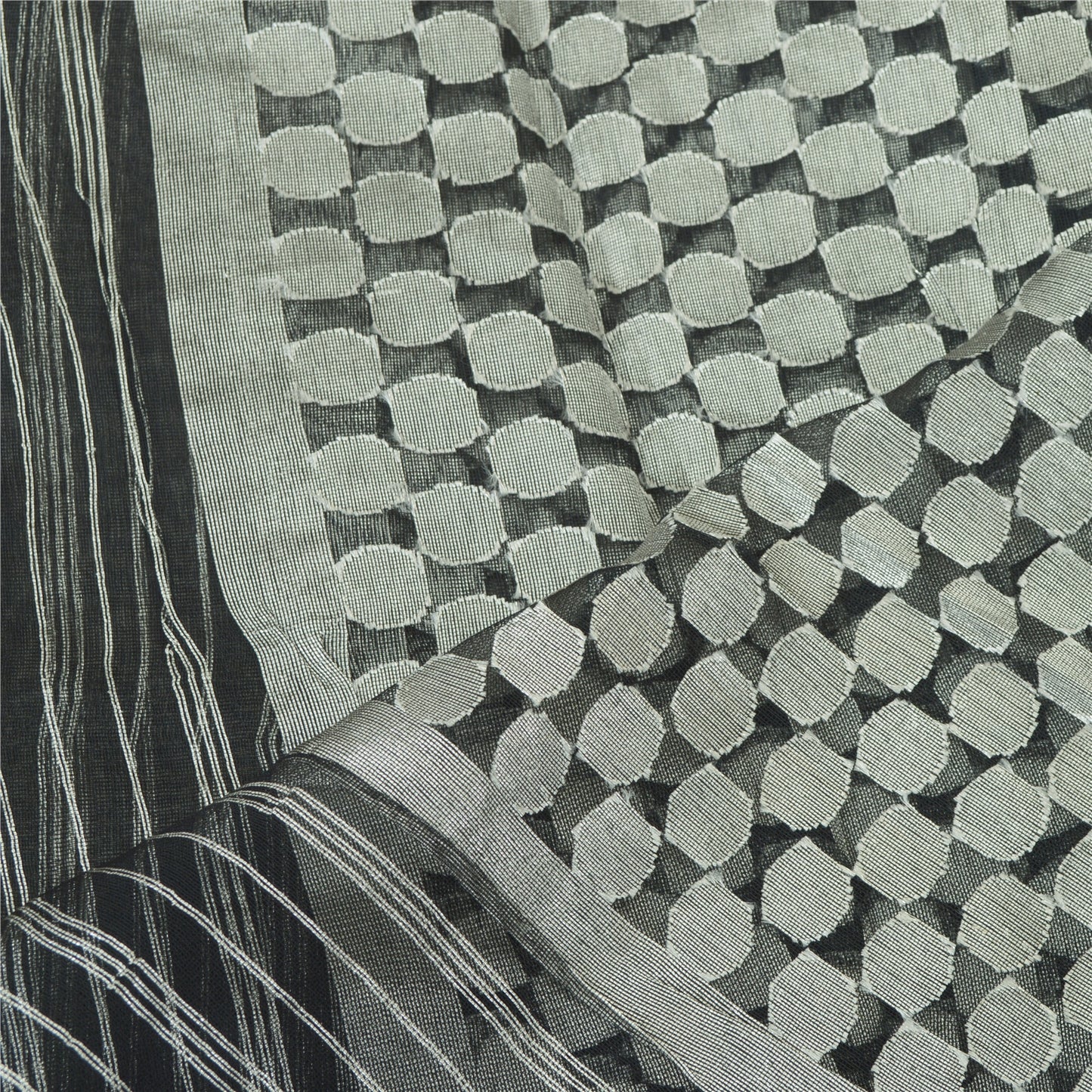 Sanskriti Vintage Long Gray Indian Dupatta Stole Pure Silk Woven Scarves Veil