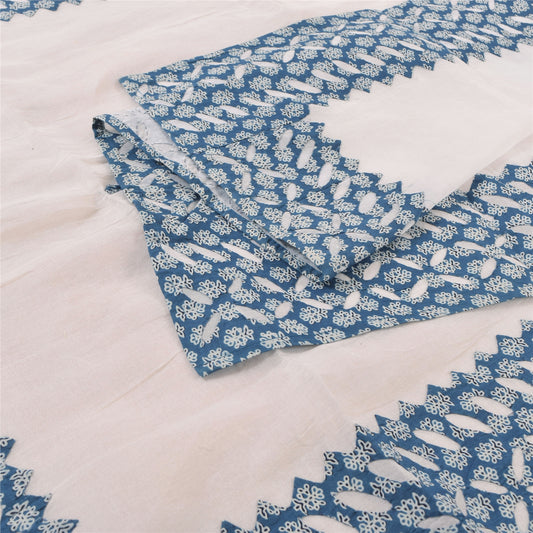 Sanskriti Vintage Creme Dupatta Lange Stole Ren Bomuld Applikation Premium Tørklæder