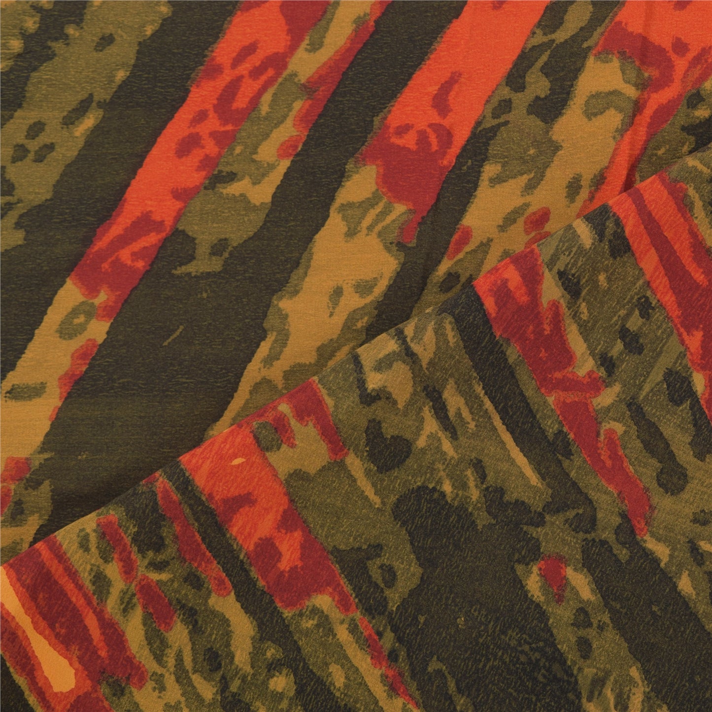 Sanskriti Vintage Olive Green Dupatta Long Stole Pure Crepe Printed Premium Veil