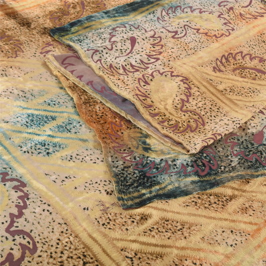 Длинный бархатный палантин с принтом в стиле Санскрити, сине-желтый, премиум-класса