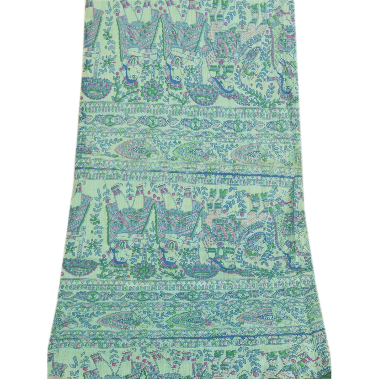 Санскрити Винтаж Зеленый Дупатта Длинный Палантин Арт Шелковый Печатный Премиум Шарфы-накидки