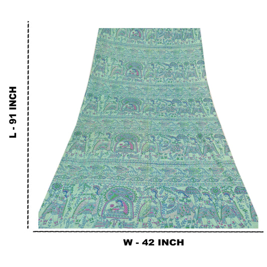 Санскрити Винтаж Зеленый Дупатта Длинный Палантин Арт Шелковый Печатный Премиум Шарфы-накидки