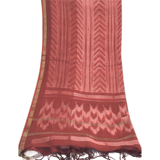 Sanskriti Vintage Lang Dupatta/Stola Ren Bomuld Støvet Rødt Trykt Tørklædeslør