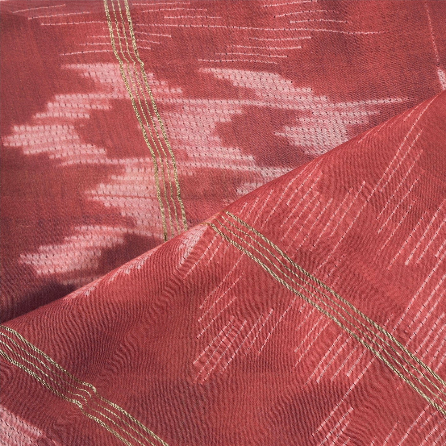 Sanskriti Vintage Long Dupatta/Stole Pure Cotton Dusty Red Printed Scarf Veil