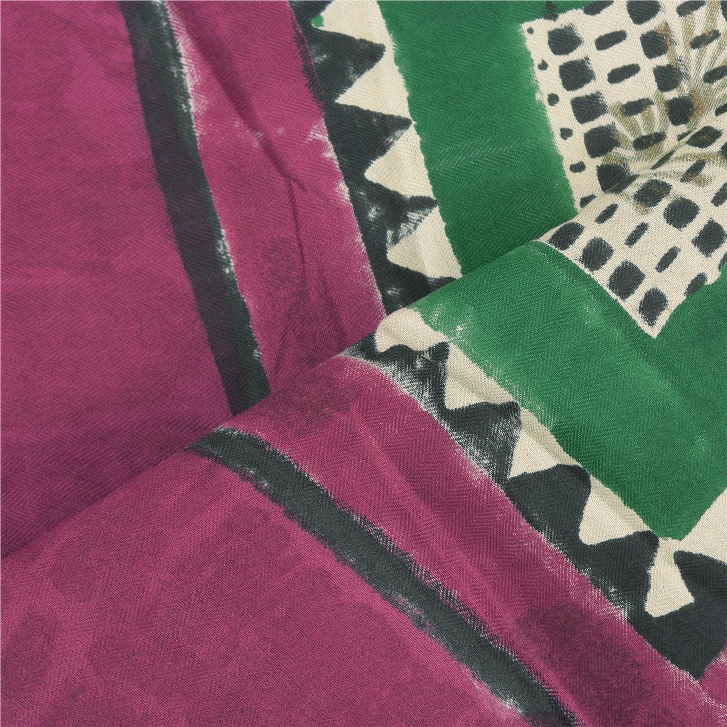 Sanskriti Vintage Cream Dupatta Long Stole Pure Cotton Block Printed Wrap Hijab