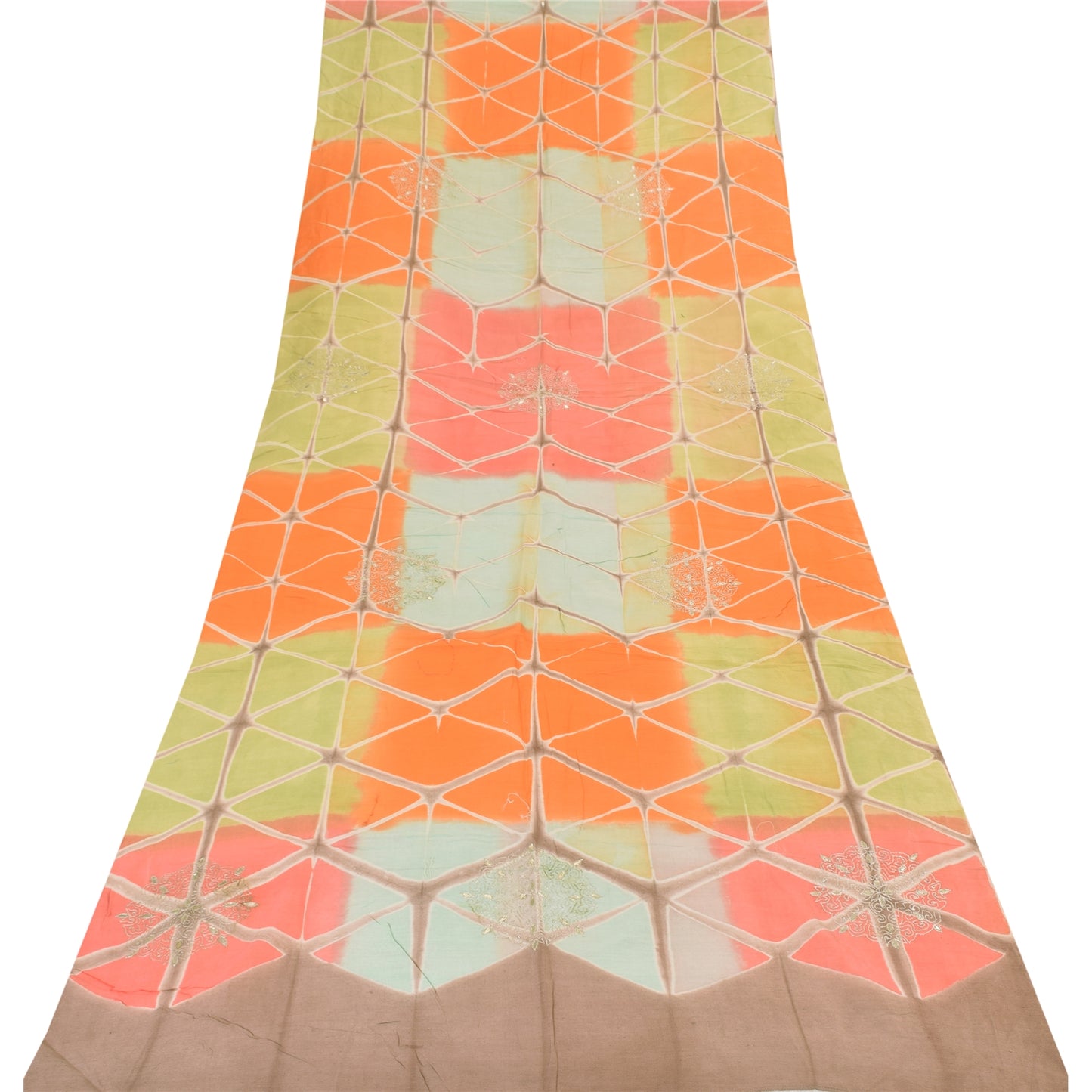 Sanskriti Vintage Dupatta Long Stole Pure Bomuld Håndperlede Gota Patti tørklæder
