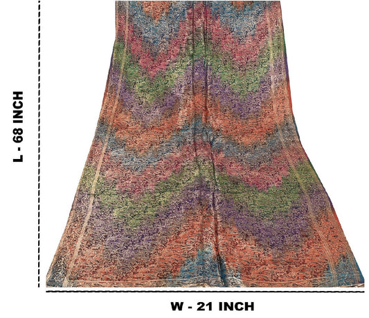Sanskriti Vintage Long Dupatta/Stole Woven Cotton Silk Multicolor Scarf WrapVeil